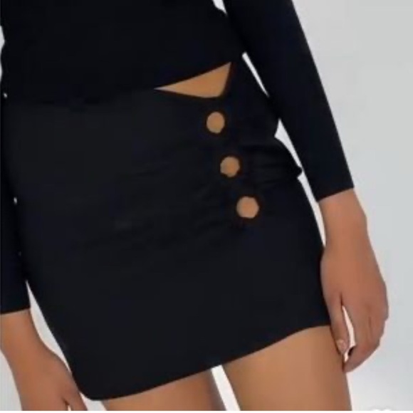 NWT Musier Paris Black Cutout Mini Skirt Size 36 Small